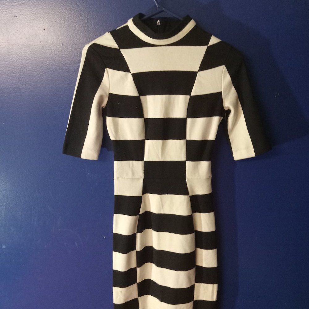 Black & white Striped Midi dress